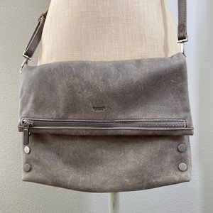 Hammitt VIP Large Pewter Leather Brushed Silver Hardware Crossbody Bag Purse